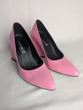 L'INTERVALLE Women Heel Shoes Glossy Pink Color Pointed Toe Size 36 = 5.5, 6 US